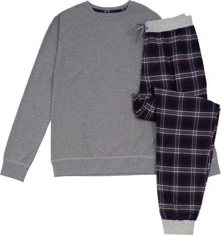 La V pyjamaset voor heren met flanel joggingbroek Grijs L