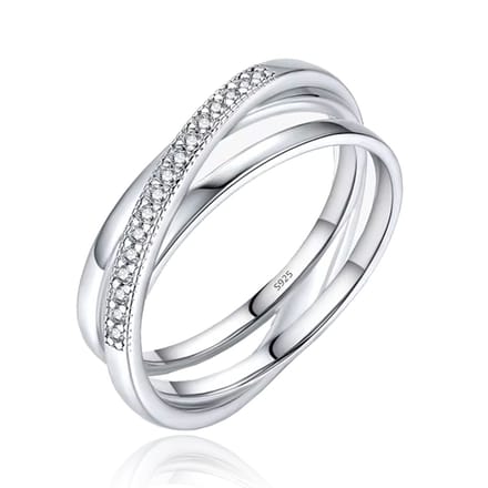 Elenza Sterling .925 Zilveren Dubbele Ring met Zirkonia-17mm
