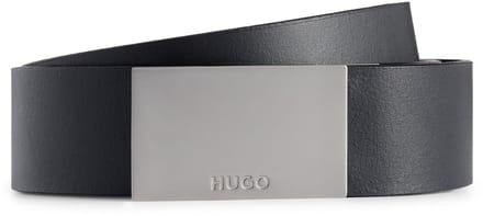 HUGO Leren Riem Gand Sz35 Belt W80 Black Zwart