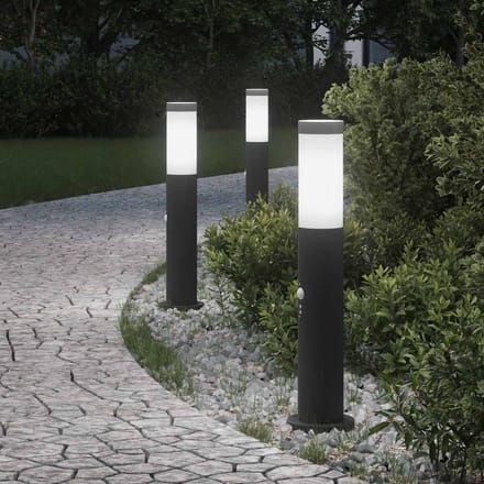vidaXL Bolderverlichting met sensor 3 stuks 50 cm RVS IP44