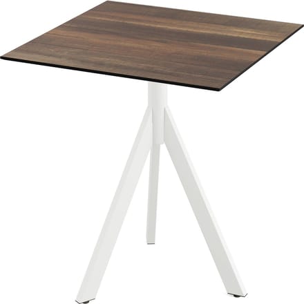 Essentials Infinity Tripod Terrastafel Wit Frame + Tropical Wood HPL 70x70 cm - 140021277 - Horeca & Professioneel
