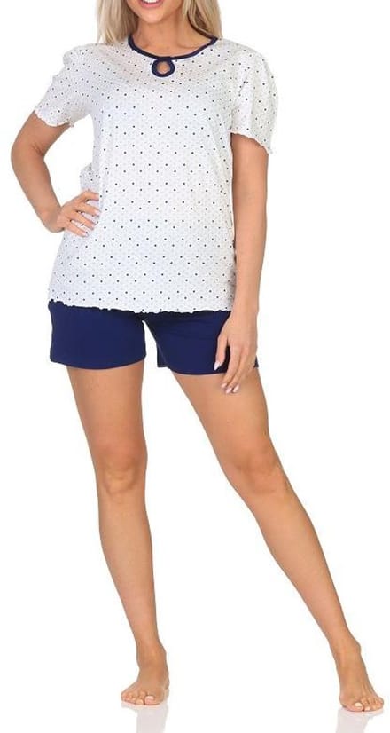 Normann dames capri pyjama met korte mouwen in stippenlook - ook in grote maten