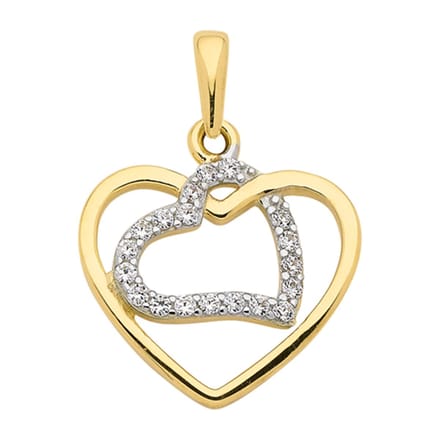 Hanger goud 333/GG/rh hart, zirkonia