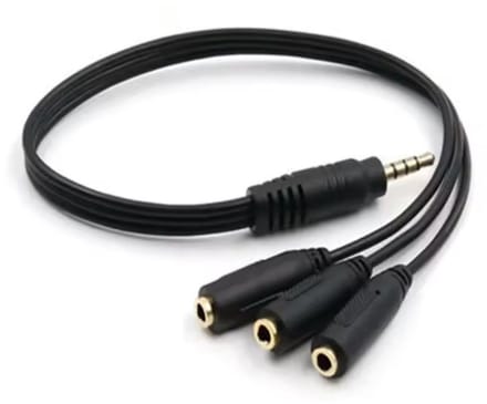 VIKEFON 3,5 mm stereo audio splitter – 1 naar 3 – 30 cm – gegalvaniseerde connector – zwart