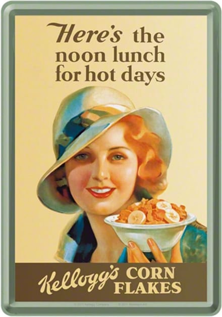 Kellogg's Here's The Noon Lunch For Hot Days Metalen Postkaart 10x 14 cm