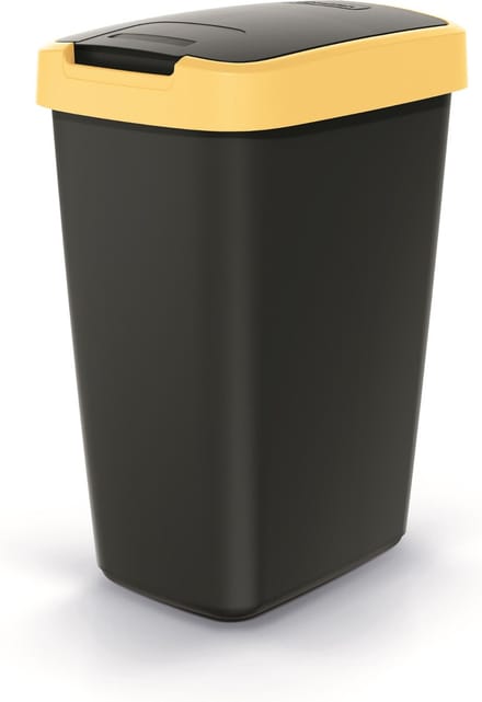 Prosperplast - Prullenbak / Afvalbak 25L - Zwart met geel frame