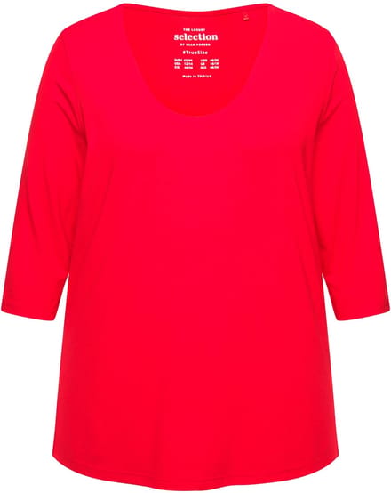 Ulla Popken - Dames - Shirt diepe ronde hals 3/4-mouw - Salsa - Maat 58+