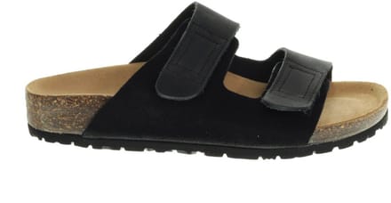 Zwarte Suede Slippers Velcro Bionatura maat 44