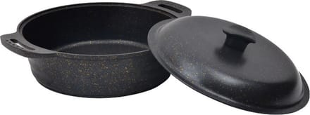 Granieten pan met deksel (28 cm)