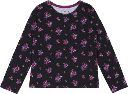 Zwarte blouse met kleine bloemetjes