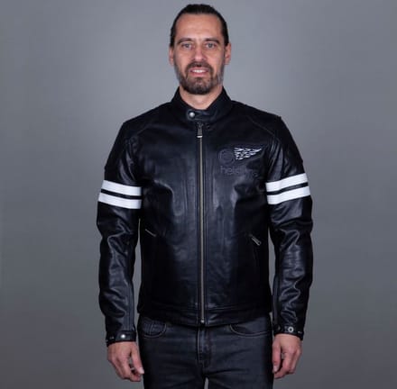 Helstons Jake Speed Leren Buffalo Jas Zwart Wit - Jas