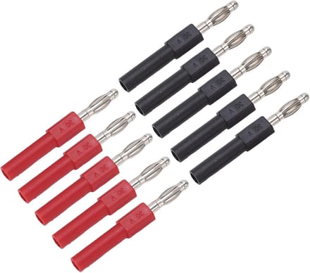 Banaanstekker Adapter - Connector Set - Elektrisch Testen - 4mm M naar 2mm V - 5 Sets - Rood Zwart