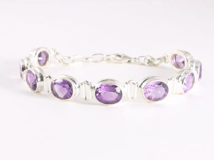 Zware zilveren armband met amethist
