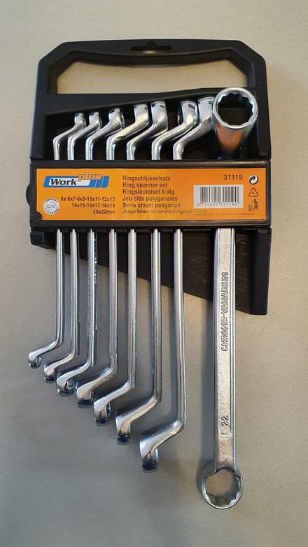 Work-plus Ringsleutelset 8 delig 6-22mm