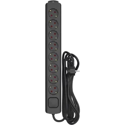 Sencys Stekkerdoos 8-voudig Zwart 5 Meter