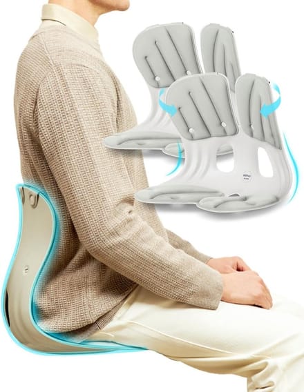 Ergonomische Rugsteun - Stoel Ondersteuning - Houding Corrigeren - Ventilatie Systeem - Set van 2 - Grijs