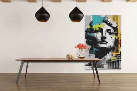 Canvas Schilderij - Antiek - Standbeeld - Wanddecoratie - 60x40x2 cm