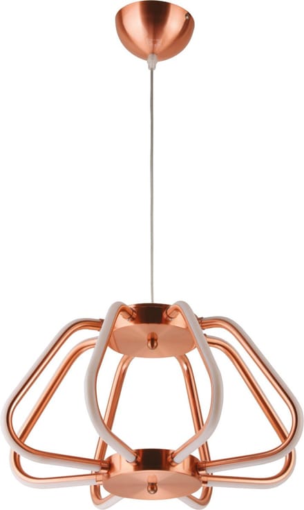 LED Hanglamp - Phoena - Industrieel - 38W - Natuurlijk Wit 4000K - Ovaal - Mat Koper Aluminium