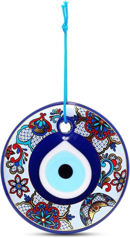 Oog van Fatima Wanddecoratie Goud en Blauw Kabbala Bescherming
