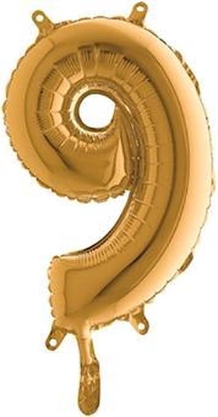 Folieballon - Cijfer 9 - Goud - Grabo balloon - 35cm