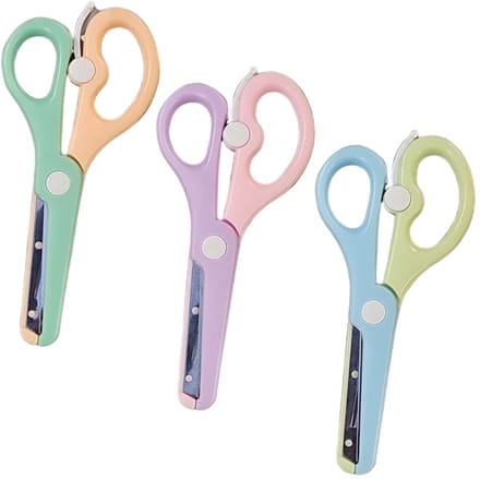 Fako Bijoux - 3x Kinderschaar - Easy Open - Stainless Steel - Plastic Punt - Soft - 13.5cm - Mix - 3 Stuks