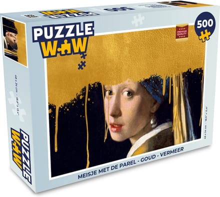 Puzzel Meisje met de parel - Goud - Vermeer - Legpuzzel - Puzzel 500 stukjes