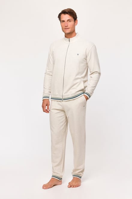 Woody Heren jas en broek, beige melange - maat M