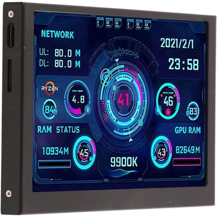 Moniteur de données CPU PC 5 pouces IPS Type C USB C pour PC Écran d'affichage de température PC CPU GPU RAM Moniteur de données PC blue