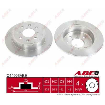 Remschijf ABE C44003 achter, volledig, 1 Stuk