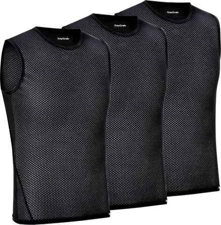 GripGrab - Ultralight 3PACK Mesh Mouwloos Base Layer Zomer Fiets Ondershirt Polygiene Zweethemd - Zwart - Heren - Maat M