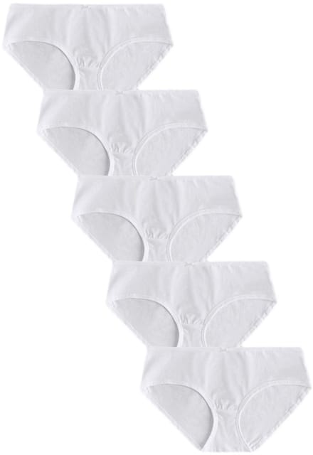 Next - Dames - Set van 5 katoenrijke korte slips - Wit