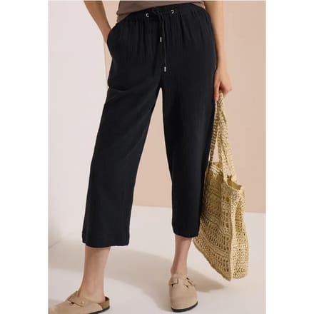 3/4-broek met Wide Leg pijpen van mousseline