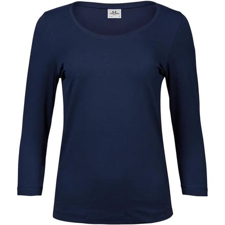 Tee Jays - Dames Stretch 3/4 mouw T-shirt - Navy maat M