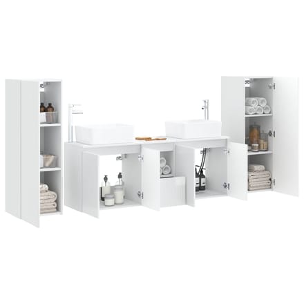 vidaXL - Badkamermeubel - Set - 5 - st - Hoogglans - Wit - 33 - x - 34,5 - x - 100 - cm