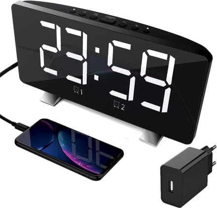 Digitale Wekker met Radio, USB Oplader en 4 Helderheidsniveaus