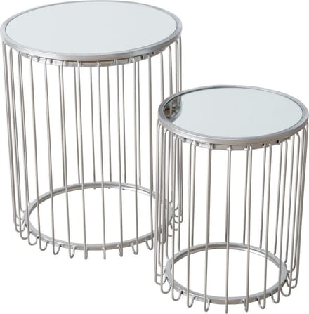 Bijzettafel Zilver Rond set van 2