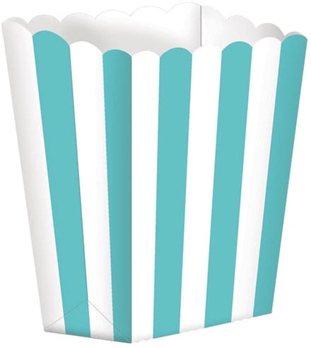 RIETHMULLER - 5 kartonnen popcornbakjes gestreept mint en wit 9 x 13 cm voor feest