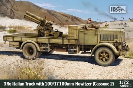 IBG Models Modelbouwpakket Auto - 72099 Lancia 3RO - Italiaanse 3Ro-vrachtwagen met 100 mm houwitser 100/17 (Cassone 2) Plastic - 1:72 - Modelbouw