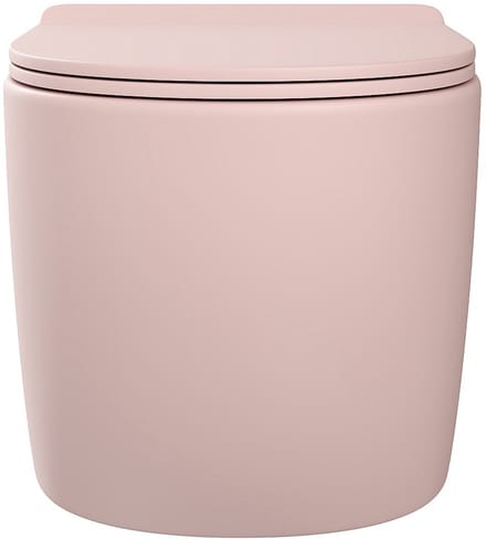 Vente-unique Zwevende wc van mat roze keramiek zonder rand - JAVOINE