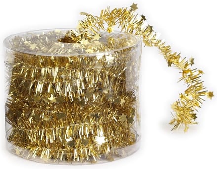 Kerstslinger - goud - kunststof/plastic - 3,5 cm x 700 cm - kerstdecoratie