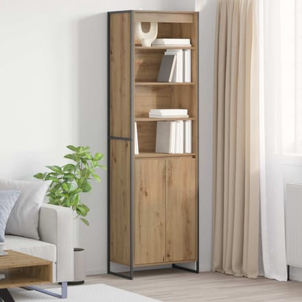 vidaXL - Hoge - Kasten - Ambachtelijk - Eiken - 60 - x - 36 - x - 200 - cm - Bewerkt - hout