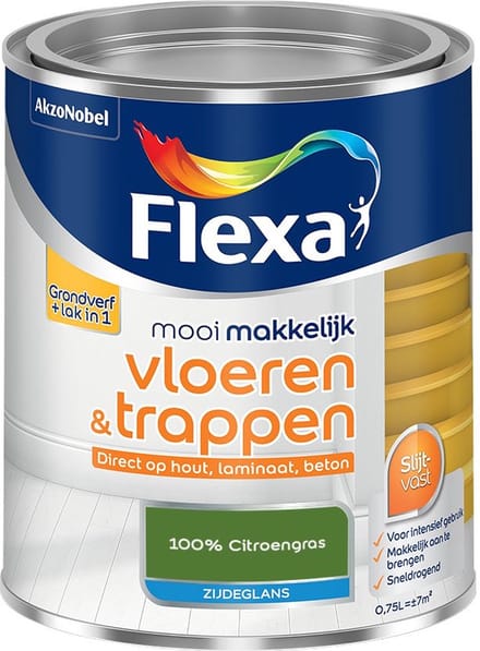 Flexa - Mooi Makkelijk Vloeren & Trappen Zijdeglans - 100% Citroengras - Mengverf - 750 Ml