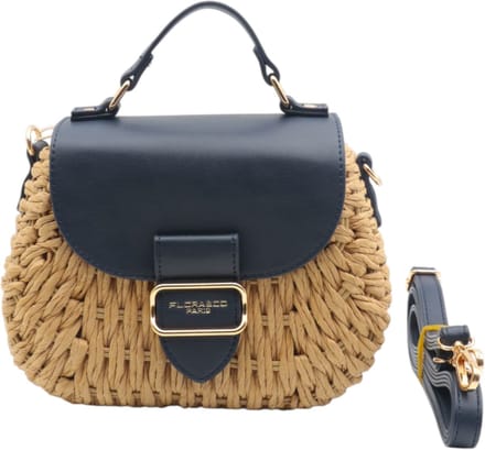 Flora & Co - trendy raffia crossbody tasje - blauw