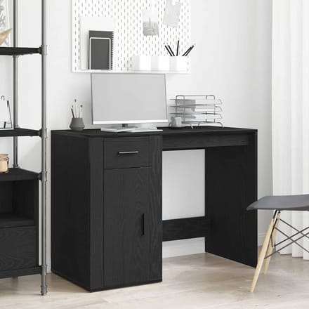 vidaXL - Bureau - Zwart - Eiken - 100 - x - 49 - x - 74 - cm - Bewerkt - hout