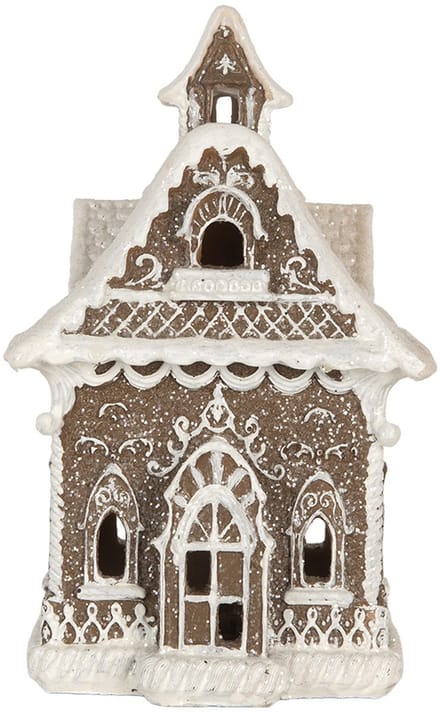 Clayre & Eef Gingerbread house met LED 13x12x20 cm Bruin Kunststof