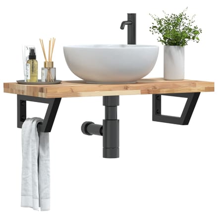 vidaXL - Badkamer - wandschap - staal - en - massief - acaciahout