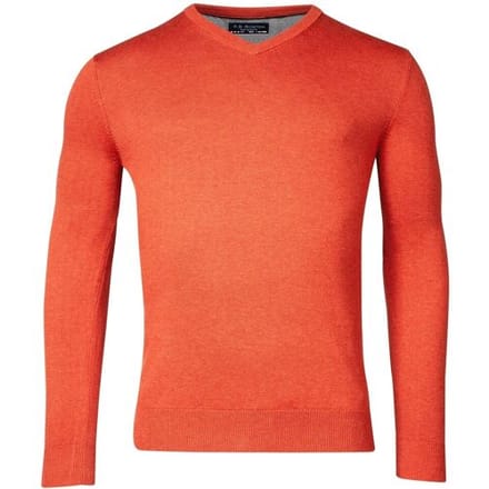 Baileys Trui Cotton Uni V-Neck Single Knit Dark Terra / male