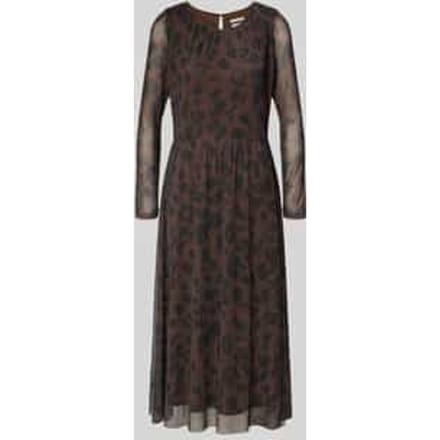Tom Tailor - Midi-meshjurk met patroon - Maat 36 - brown black big leo print