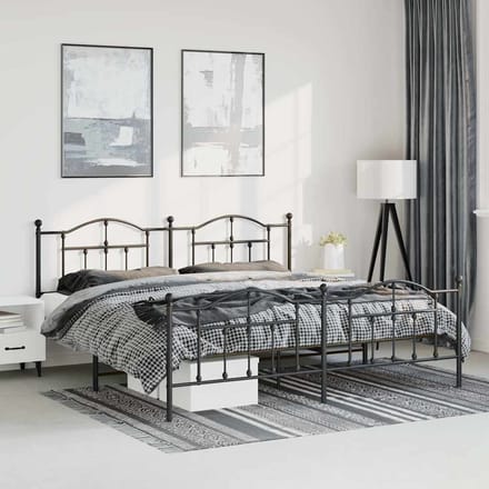 vidaXL - Bedframe - met - hoofd- - en - voeteneinde - metaal - zwart - 183x213 - cm