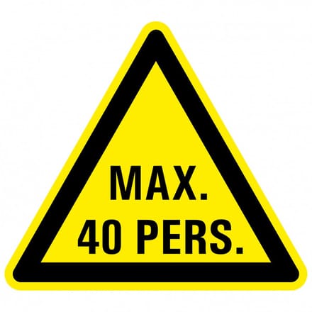 Waarschuwingssticker max. 40 personen 100 mm